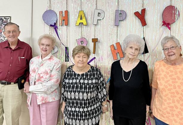 The Seminole Senior Citizens celebrated September birthdays recently. Those being honored were, from left, Joe Marchbanks, Marcella Marchbanks, Molly Ward, Wanda Sanders and Margaret Moore. (Contributed photo).